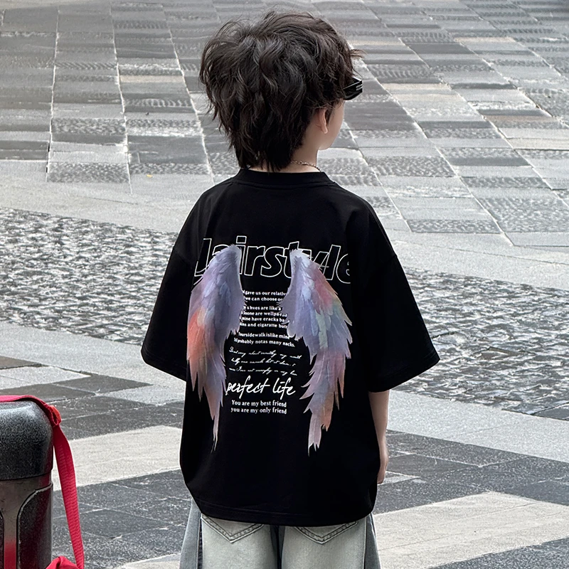 中班仔童装男童T恤印花短袖2025新款夏季凉感上衣中大童潮*43488