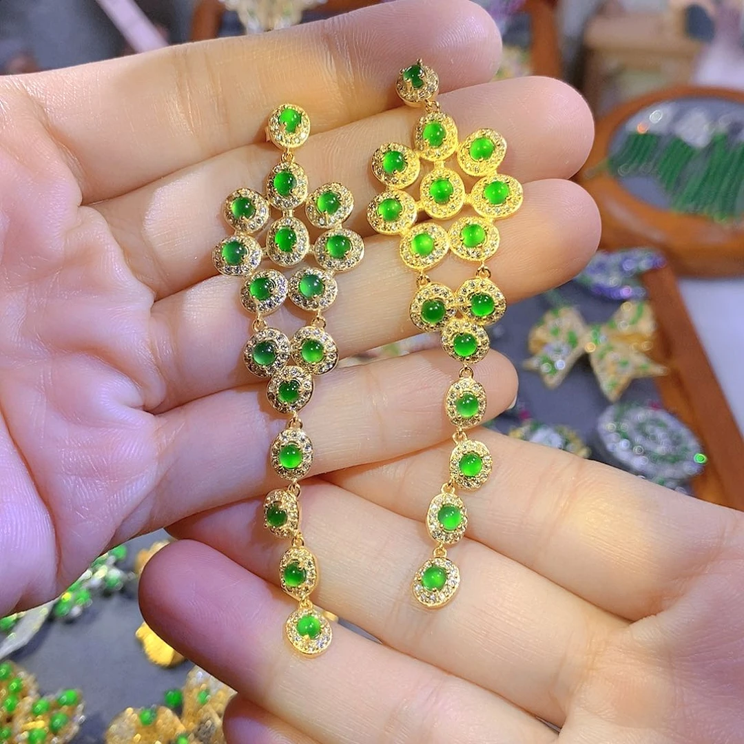 颈饰银S925镶嵌翡翠