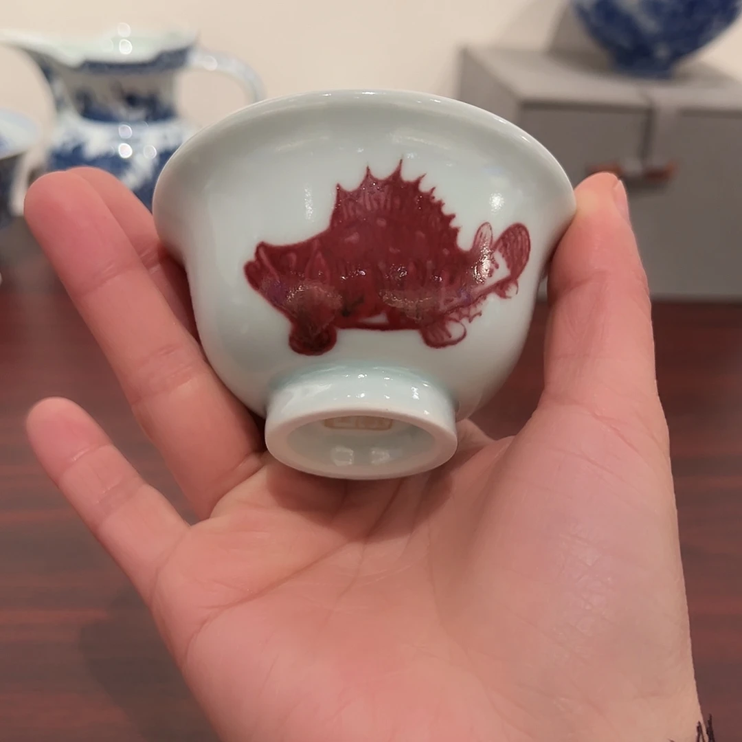 省大师亲工原矿釉里红小压手