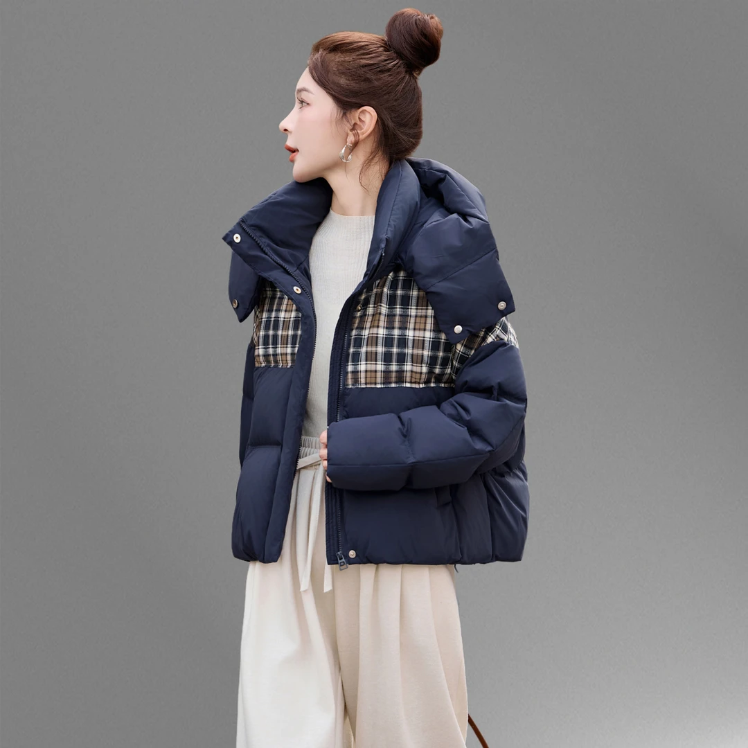 羽绒服女短款冬2025新款小个子宽松大码面包服白鸭绒加厚保暖外套