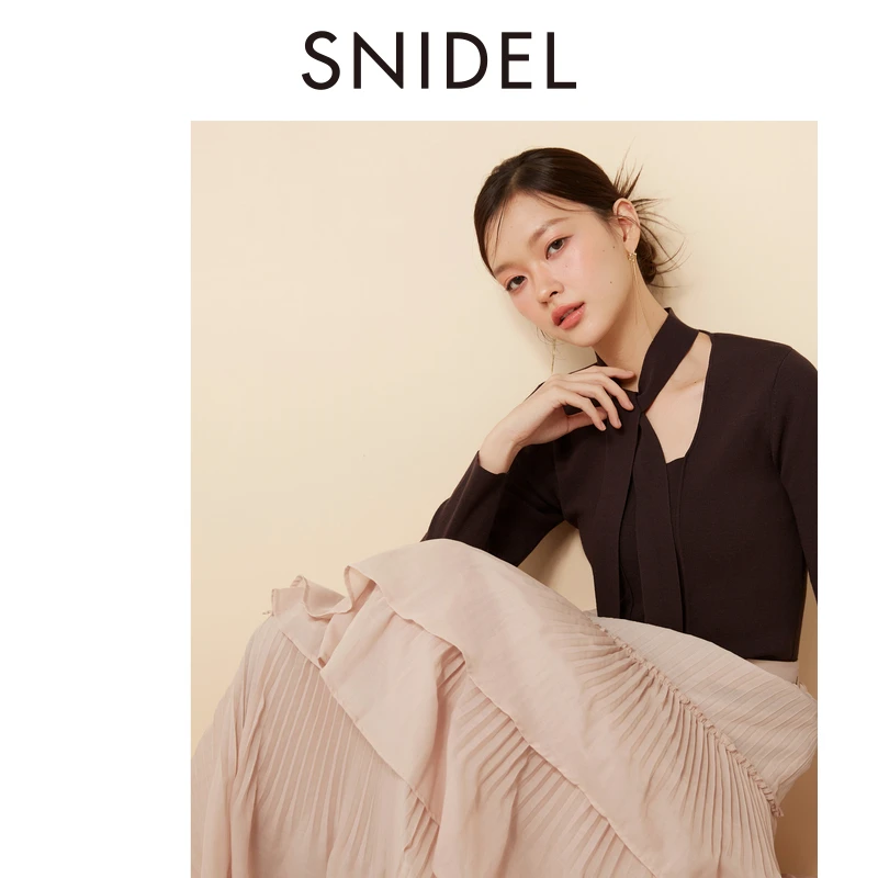 【CC王专属】SNIDEL修身挂脖飘带针织衫上衣SWNT245093