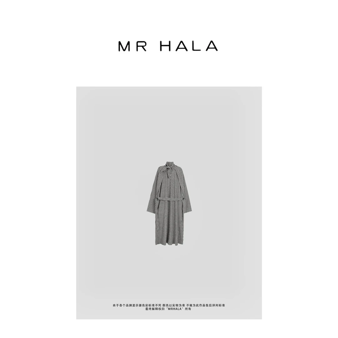 MRHALA 华诞羊毛混纺格纹连衣裙女 LW310070