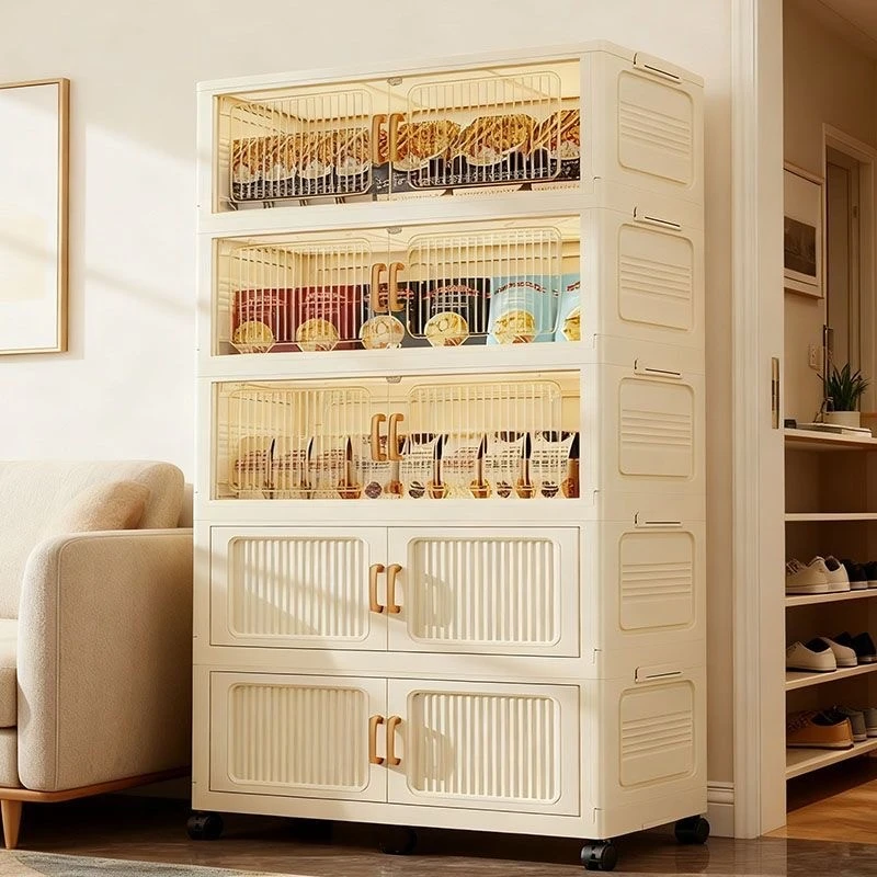 80CM免安装收纳柜子儿童衣柜简易衣橱客厅玩具零食柜折叠储物柜