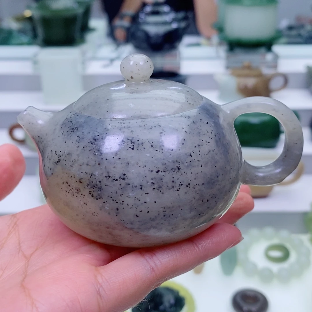 和田玉未镶嵌摆件茶壶