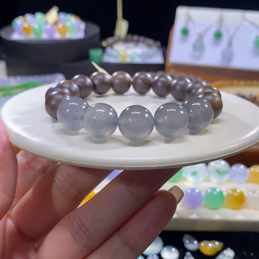 翡翠未镶嵌手串黑冰手串卡12