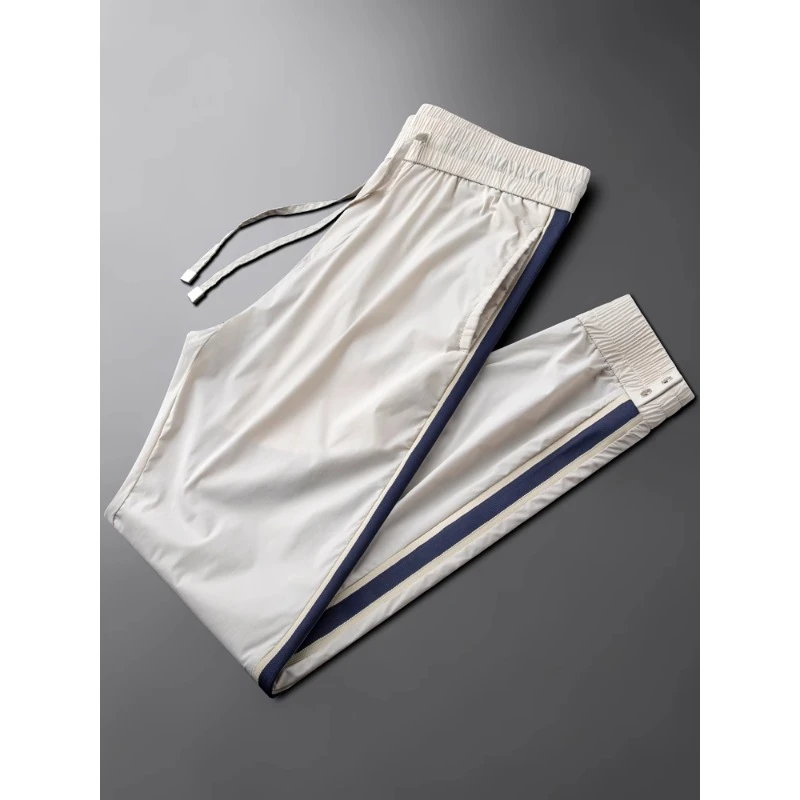 佩托本那新款冰丝卡其色休闲运动裤男修身小脚欧洲站短袖t恤男