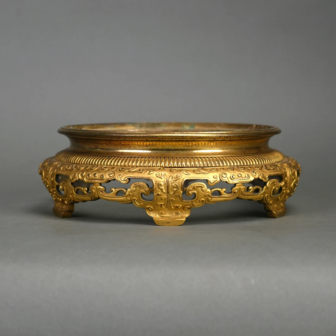 【预展】LOT 092721清乾隆 铜鎏金夔龙纹器座【古董拍卖】