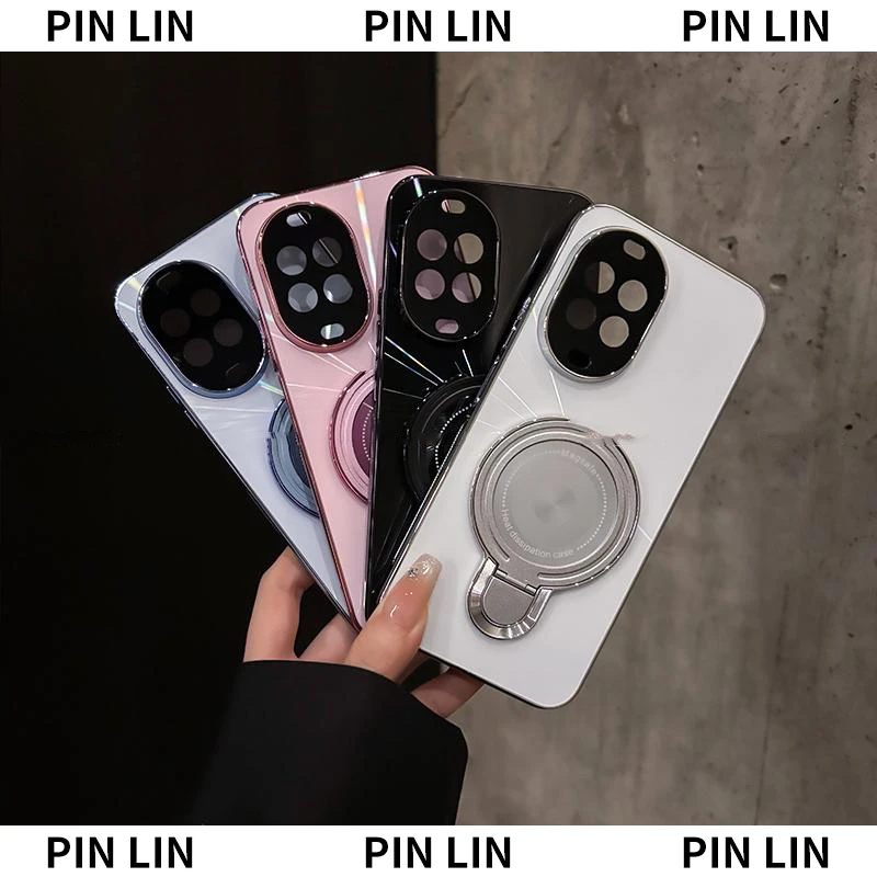 适用于华为nova14/14pro镭射CD纹电镀防滑条磁吸支架手机壳ultra