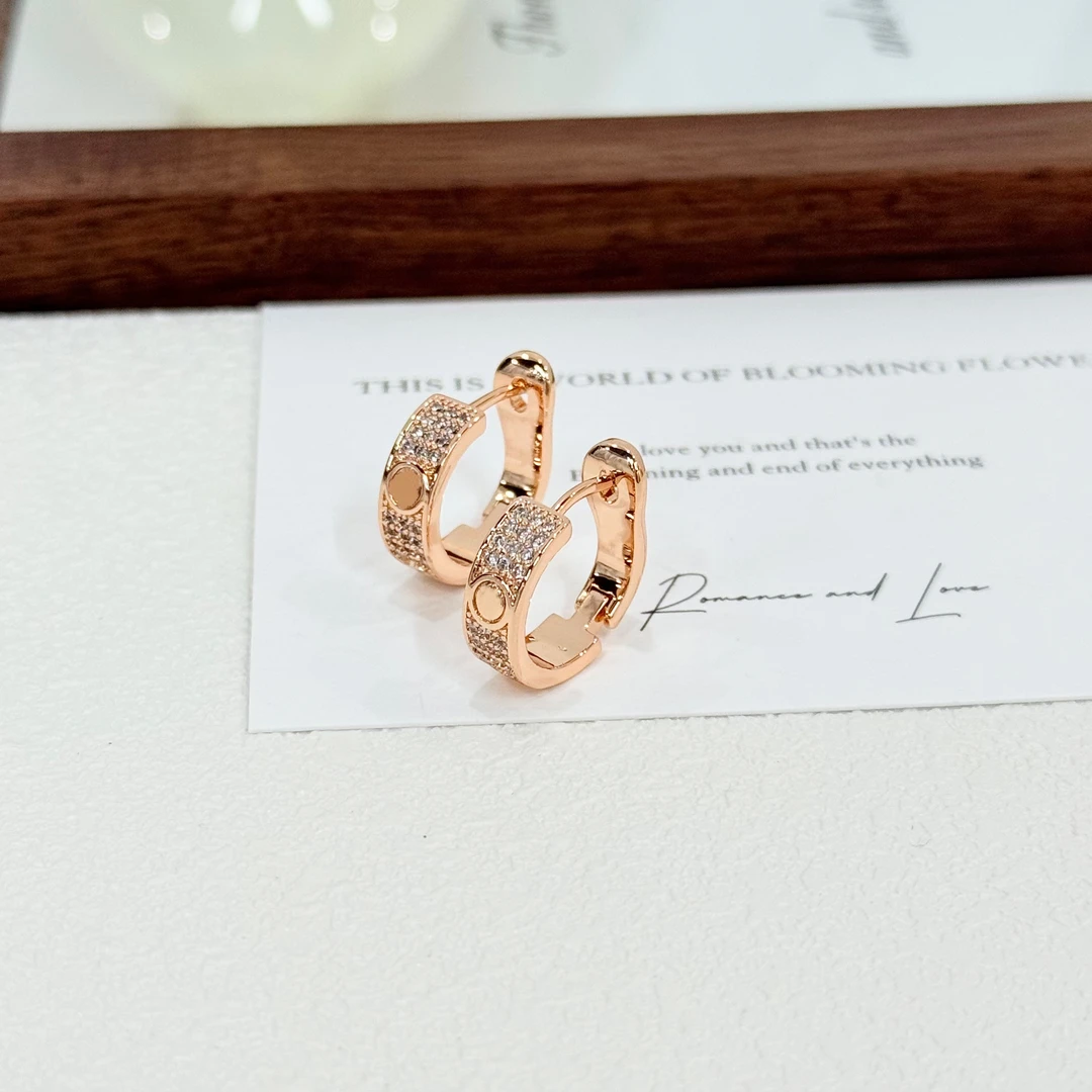 铜合金锆石耳饰 ES-179经典爆闪满钻高级感简约轻奢耳圈