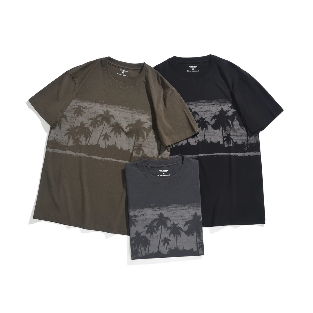 【冰丝凉感莫代尔t恤短袖美式复古凉感薄款正肩短袖男t恤1011