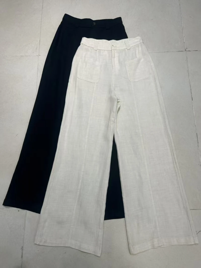 新款天丝亚麻筒喇裤6159
