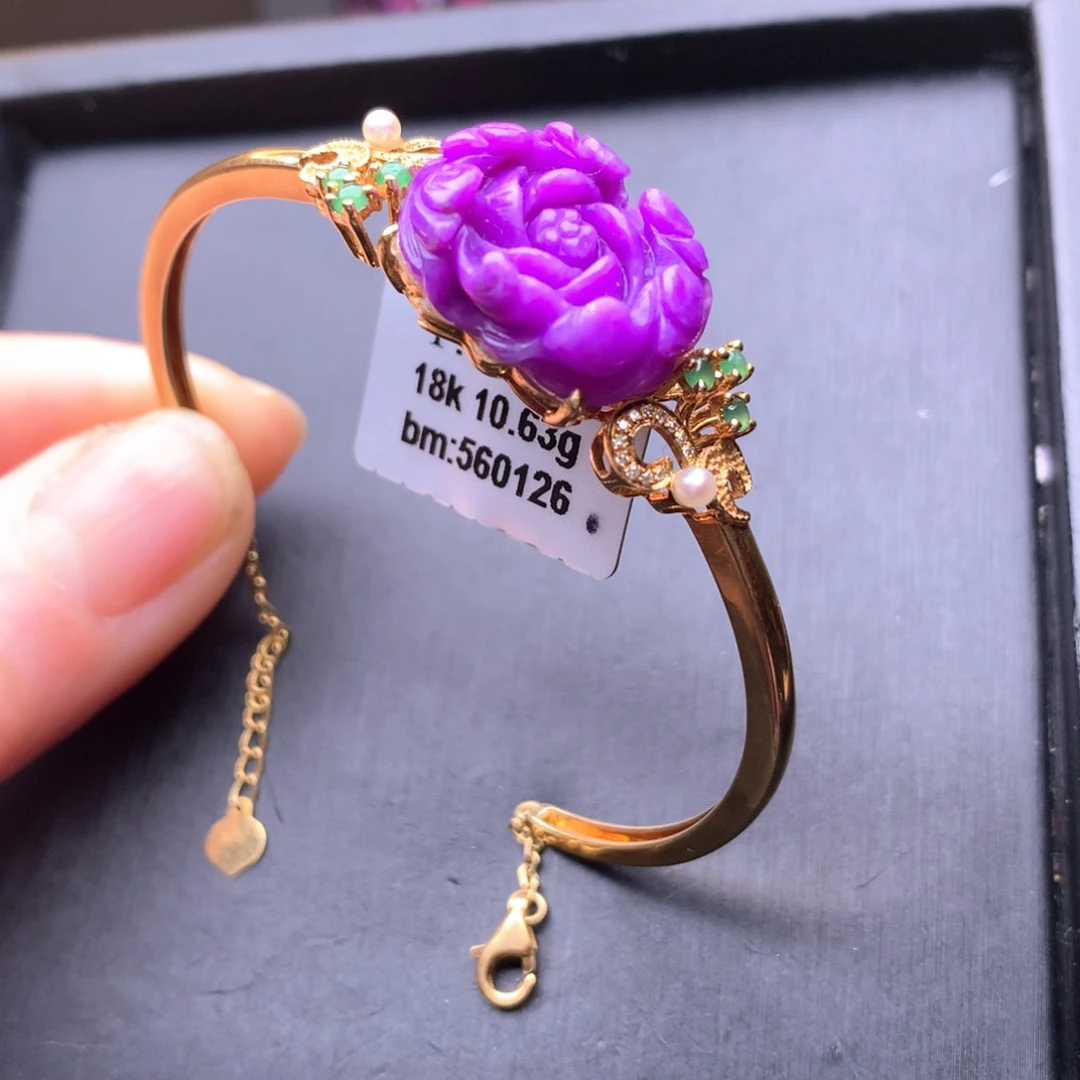 苏纪石（舒俱来）金镶手串18K金镶嵌