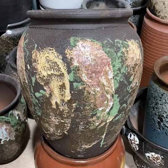 紫砂花盆口22高度33绿花