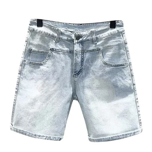 时尚简约浅蓝五分中裤薄潮流高级感2025夏季新款短裤男款夏季