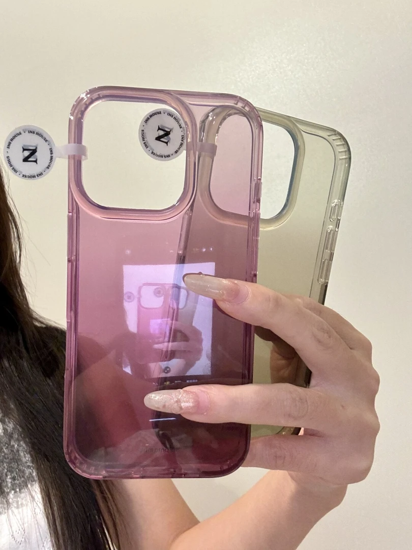 极简ins透色渐变绿紫适用iphone16promax苹果手机壳15pro新款1413