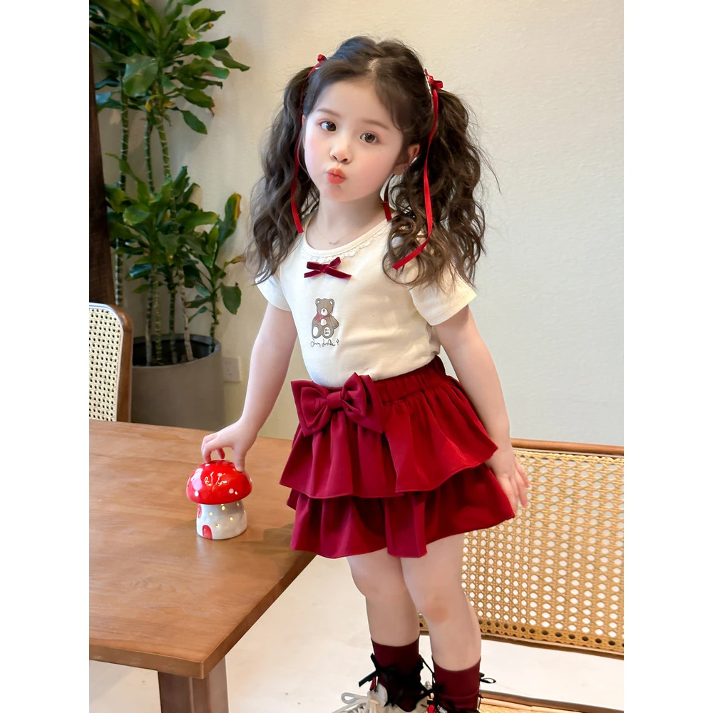 【17】-女童学院风套装夏季2025新款儿童服装卡通两件套331