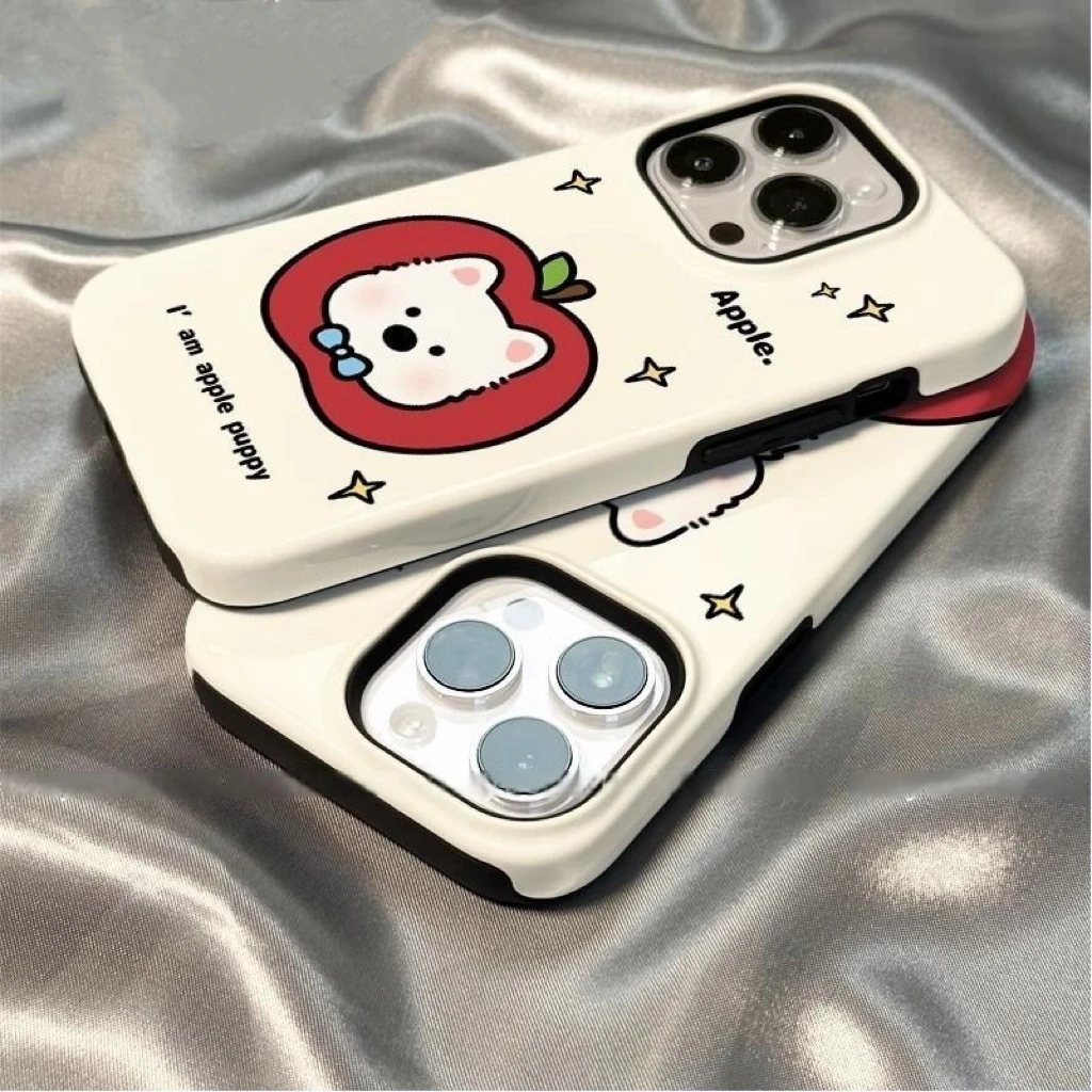 可爱苹果西高地菲林二合一适用iPhone16Promax新款15卡通手机壳14