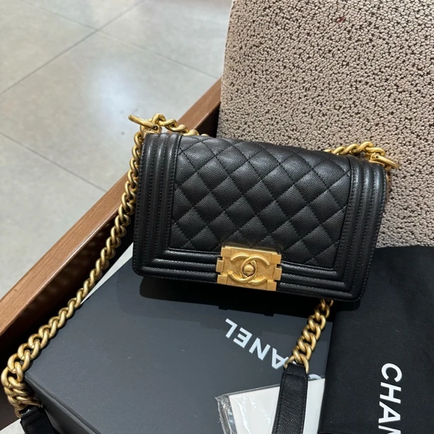 99新 Chanel/香奈儿 小号黑金leboy US591019