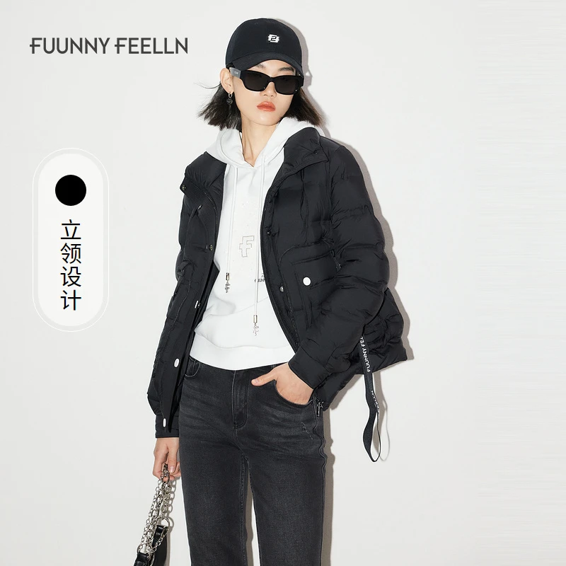 黑色小个子短款外套冬季加厚时尚户外女款连帽舒适轻便秋冬仿佛羽