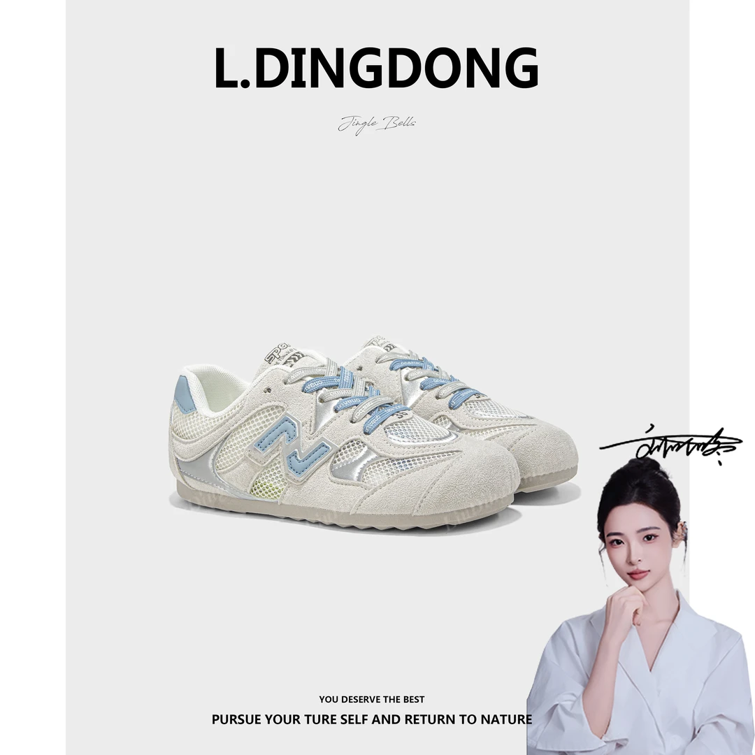 2025春夏季新款时尚巴黎设计师款运动显脚小双鞋带软底德训鞋女