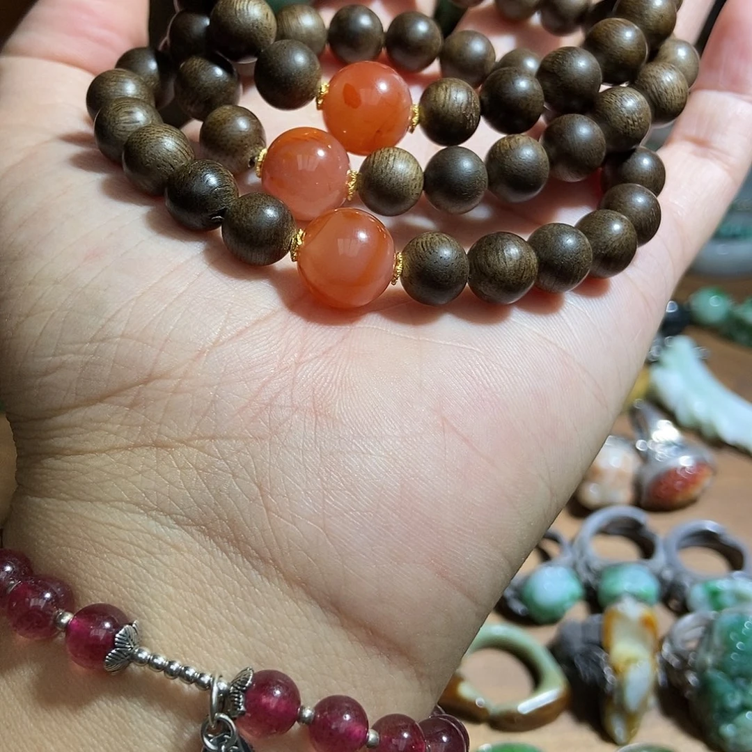 南红玛瑙银S925镶嵌手串122