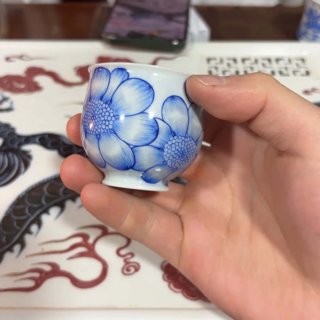 瓷向日葵钱袋杯手绘1个