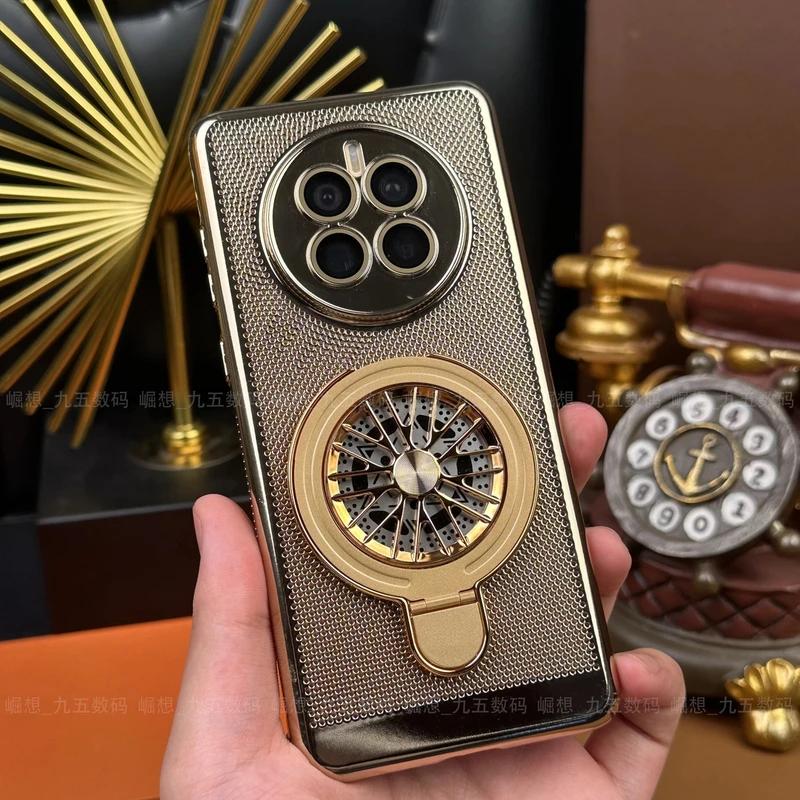 【五金支架+自带镜头膜】适用华为Mate50电镀散热防摔支架全包壳