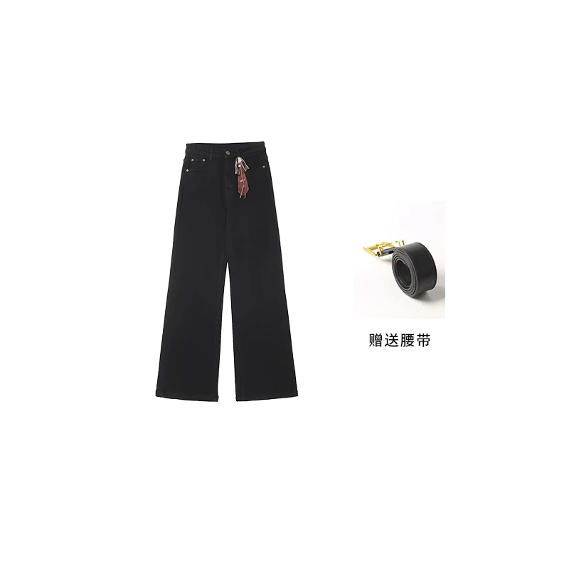 加绒加厚摩登显瘦设计中高腰直筒时尚百搭水洗牛仔裤33156