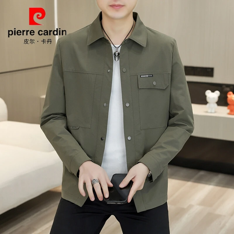 皮尔卡丹春秋新款男士修身休闲百搭潮流外套男韩版商务休闲夹克
