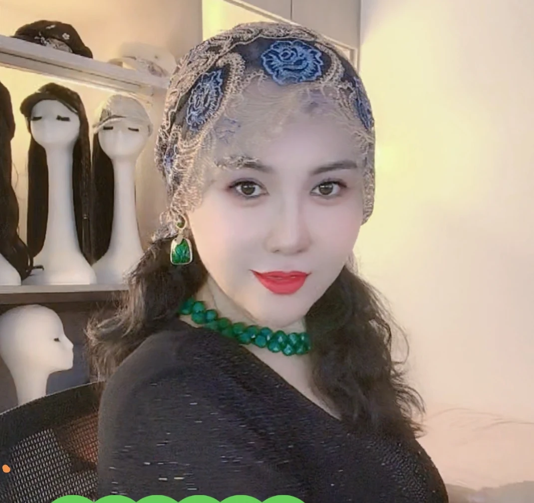 遮白发包头帽女新款蕾丝刺绣头饰帽民族风头巾帽减龄显脸小丝巾帽