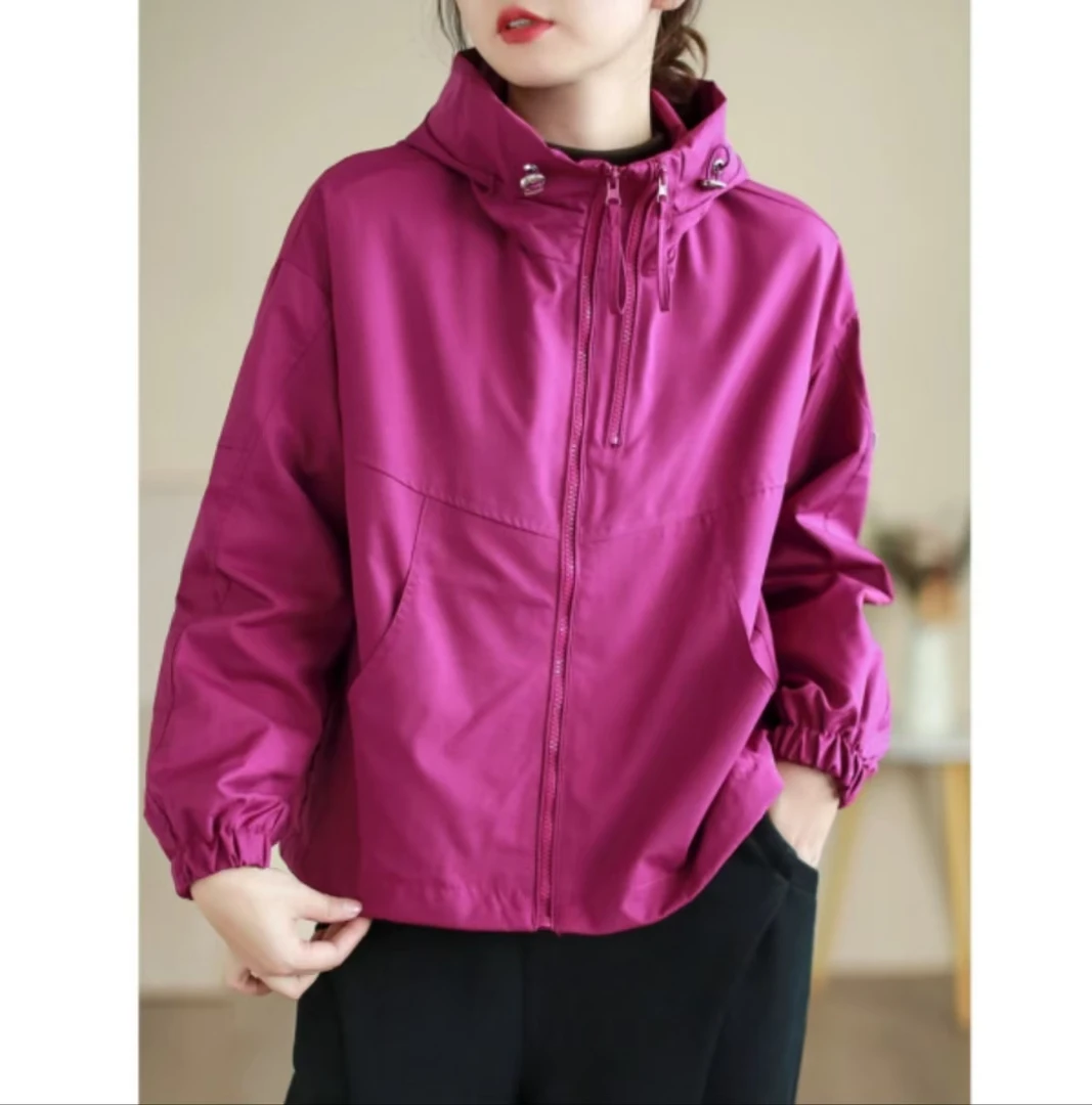 2025春装新款纯色双拉链户外显瘦上衣冲锋衣