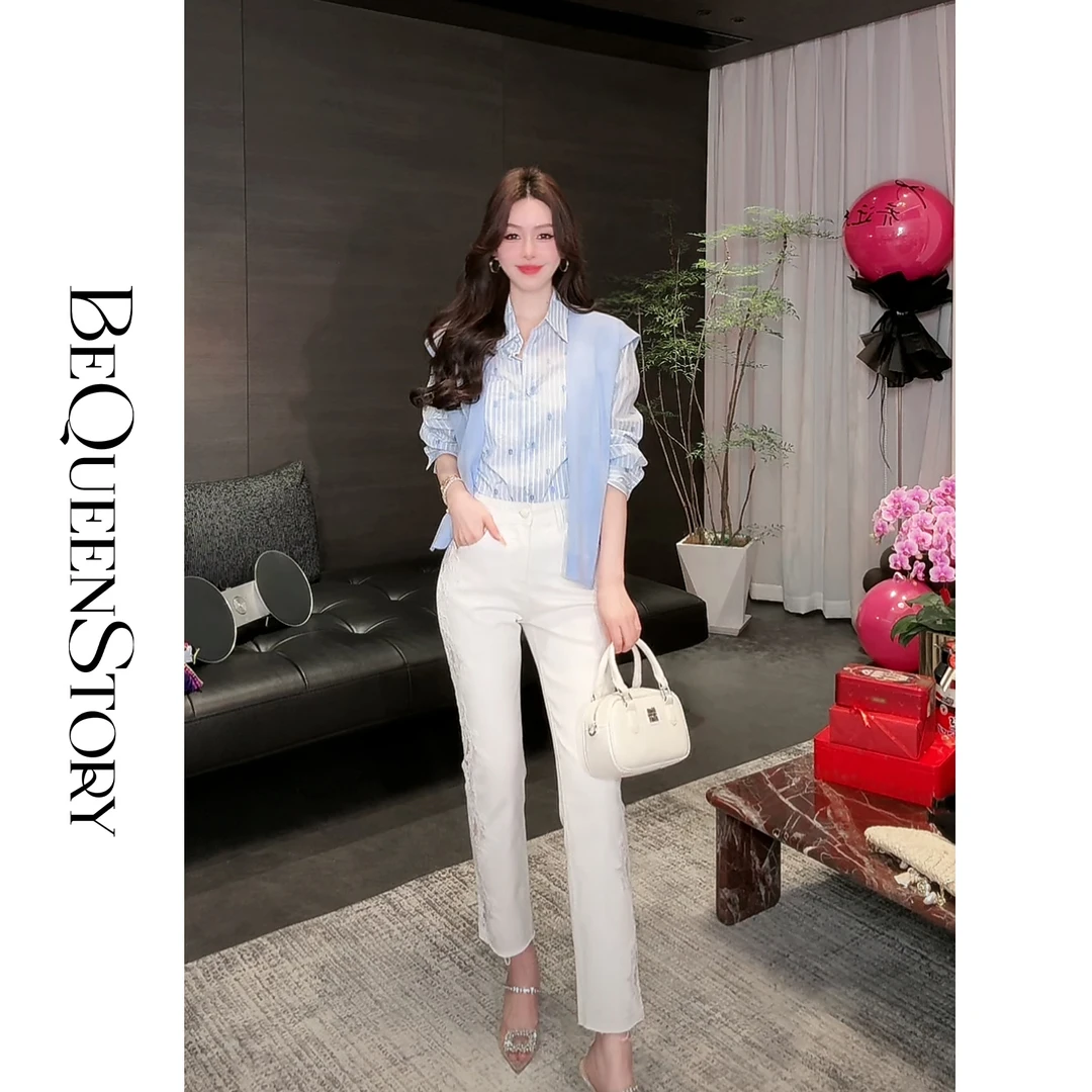 余潇潇【航海日记】2025新品肌理感色织条纹衬衫&毛织披肩