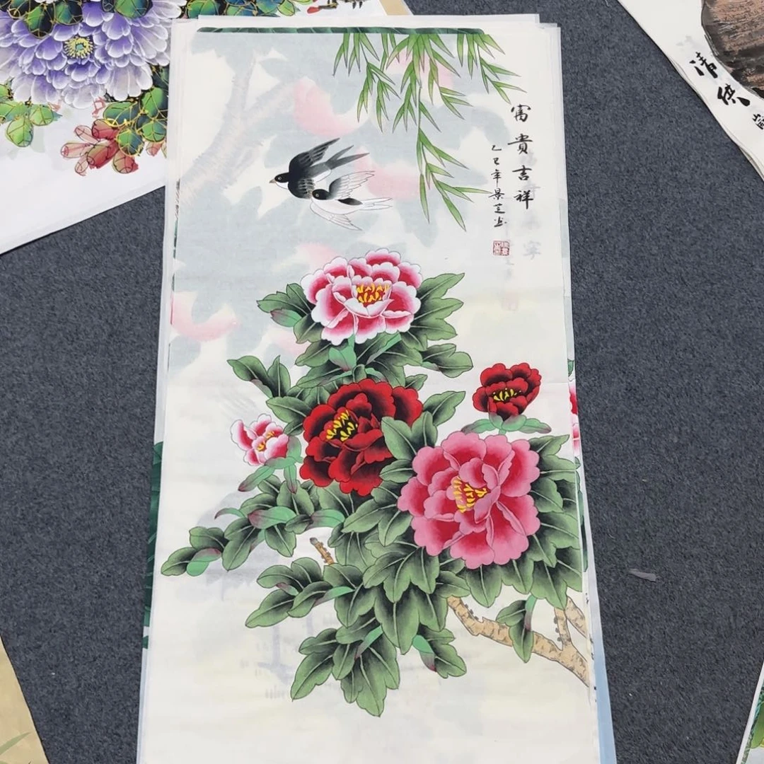 国画尺寸50X100手绘作品