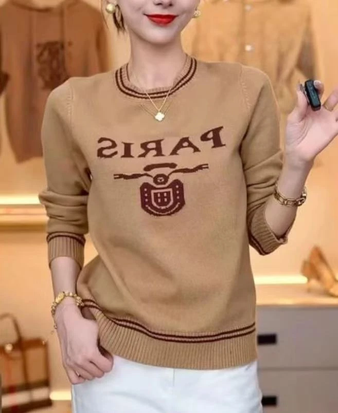 2024秋冬新款软糯圆领针织衫女修身显瘦套头毛衣 129975