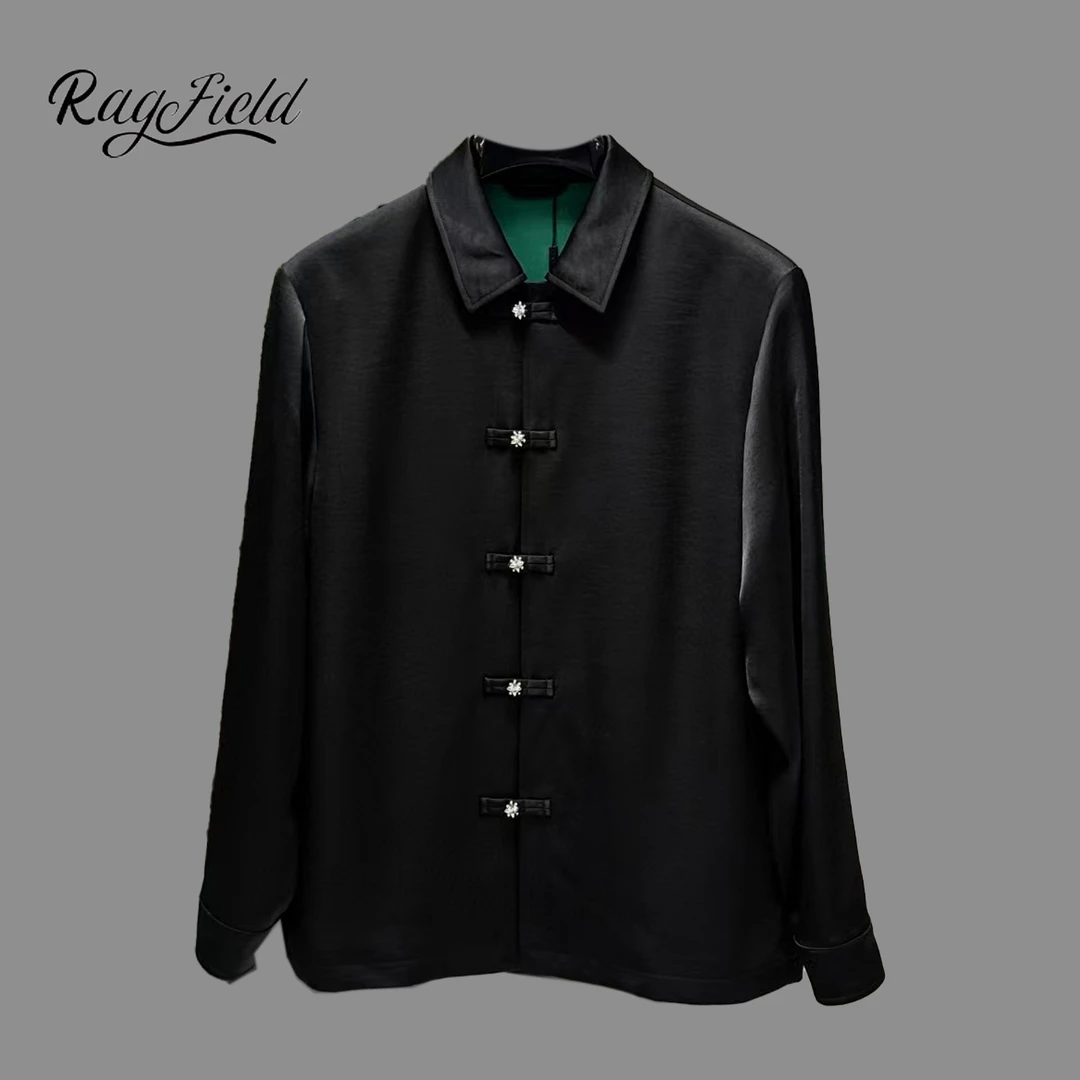 迪赛普兰时尚潮牌翻领25春秋新款新中式国风夹克男士纯色外套8302