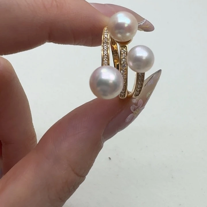 海水珍珠戒指银S925镶嵌