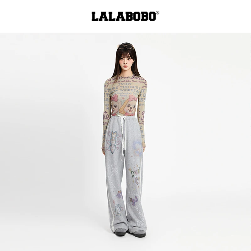 武汉运动休闲长裤25年秋新款原创松弛感印花裤子LBEC-WXZC19