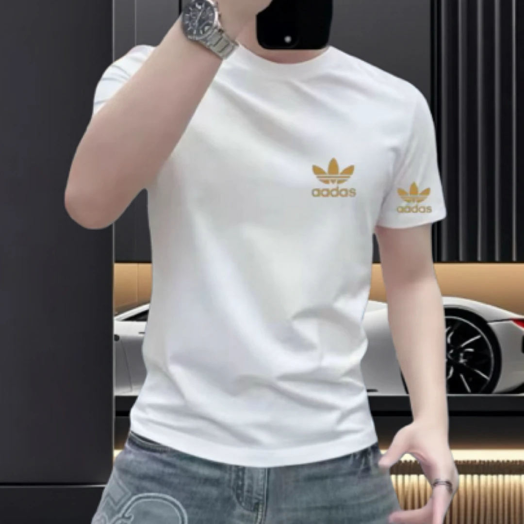 2025秋夏新款重磅纯棉圆领修身长衣气质简约时尚透气半截袖短款T