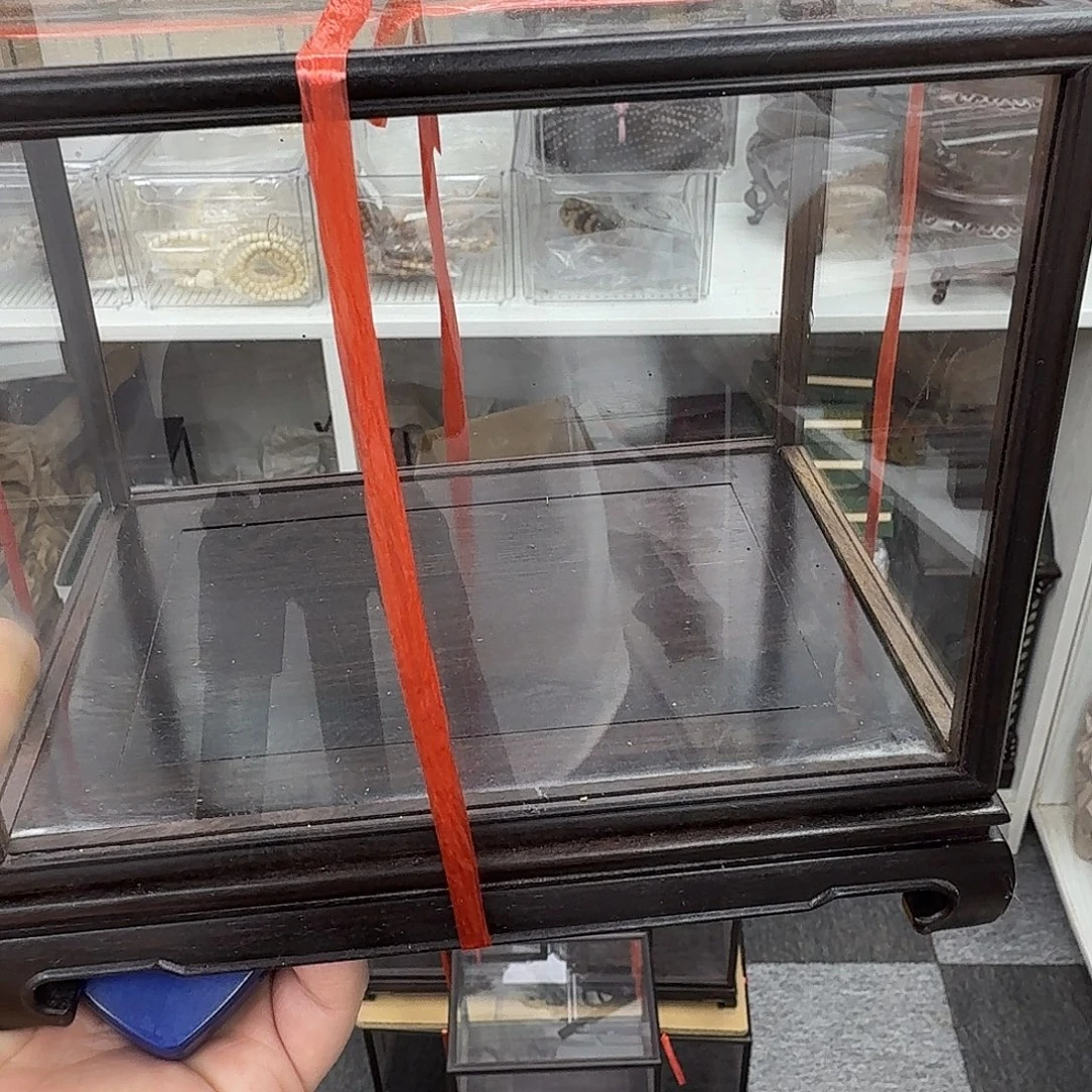 木紫光檀长19玻璃罩