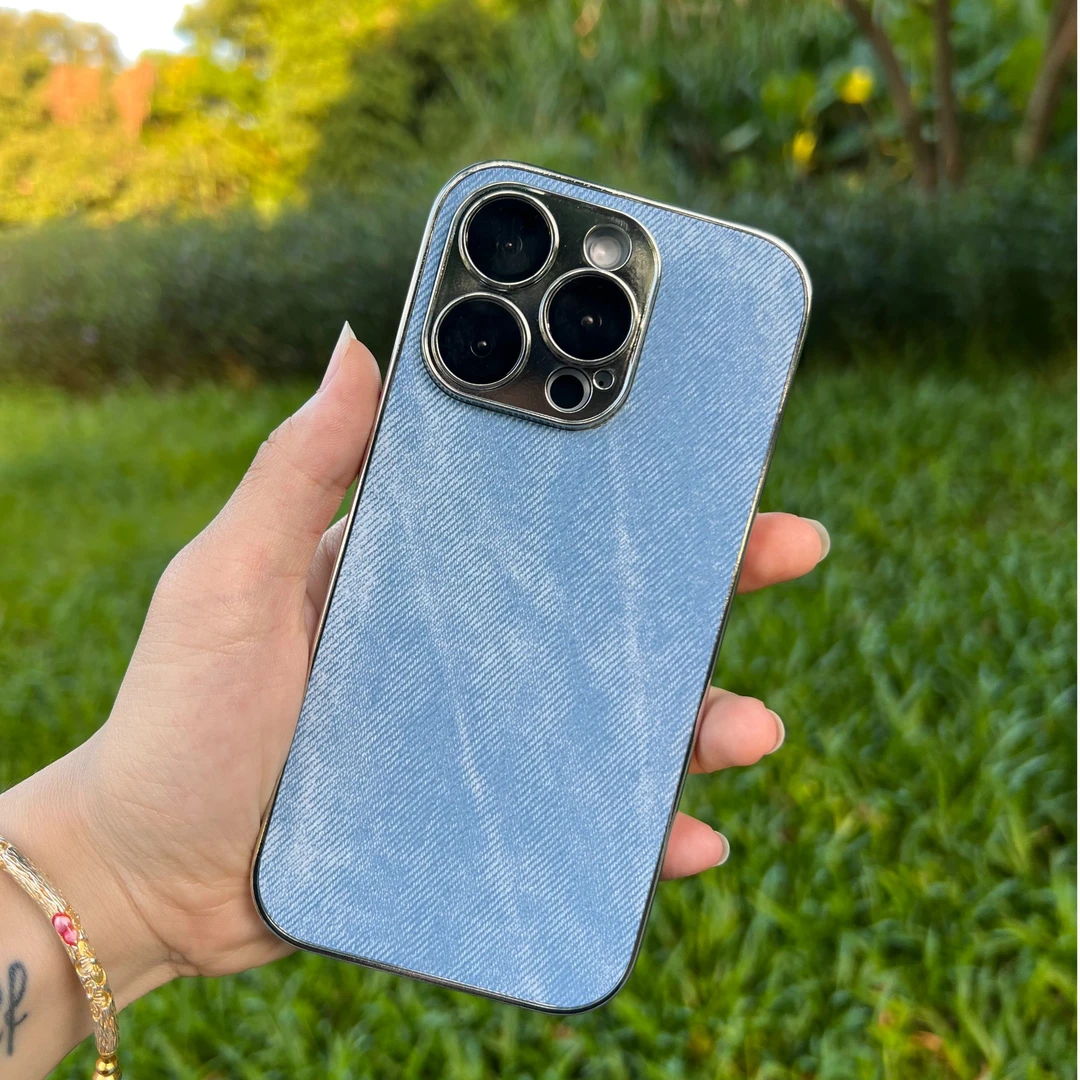高级牛仔纹带镜头膜适用苹果16promax手机壳13电镀全包15防摔14套