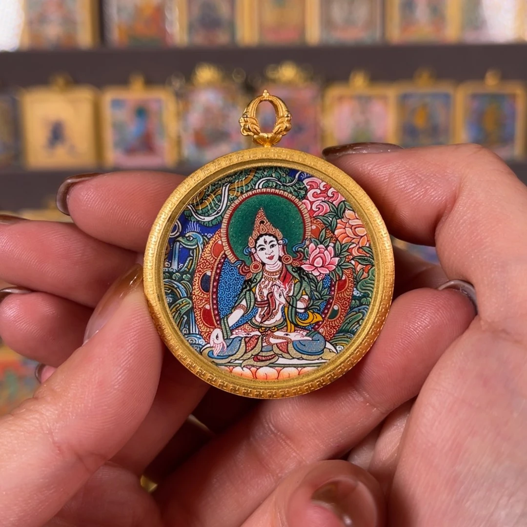 吊坠白度母青海热贡3.5