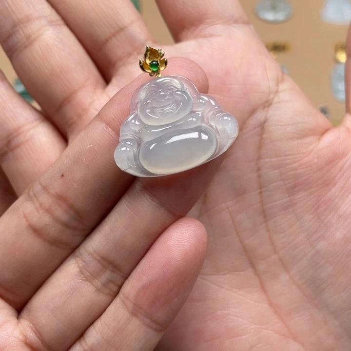 翡翠18K金镶嵌颈饰用****?佛公