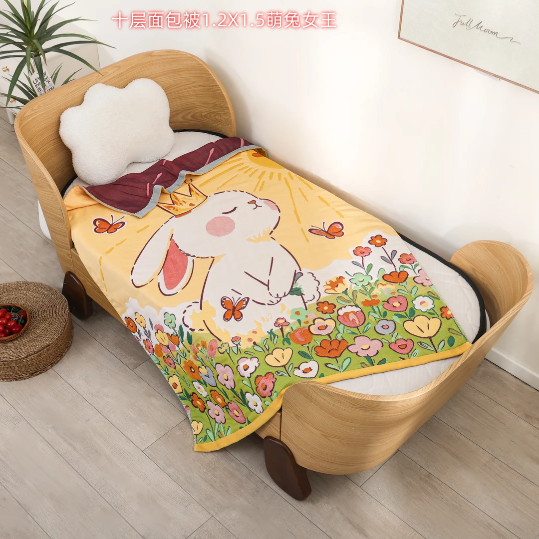 【萌兔女王】120*150  A类全棉纱布泡芙被
