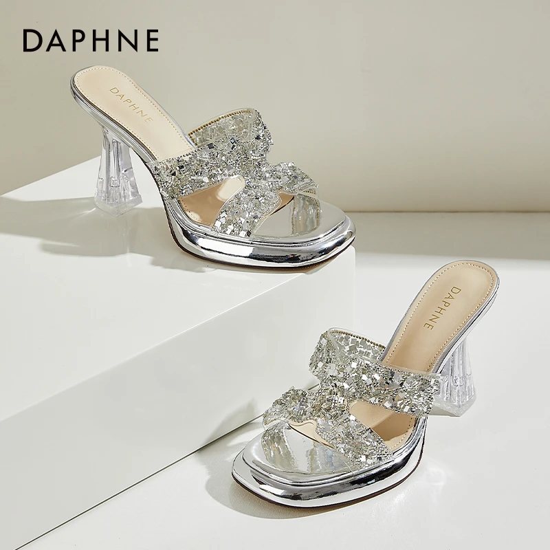 达芙妮【青峰严选】9厘米高跟露趾凉鞋气质夏季外穿细跟网红仙女风