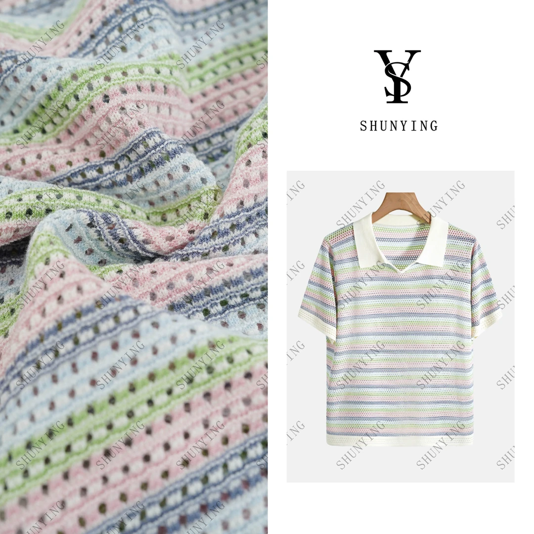 【仟娜】软糯舒适~时尚百搭翻领彩色条纹POLO衫SY72PL8365