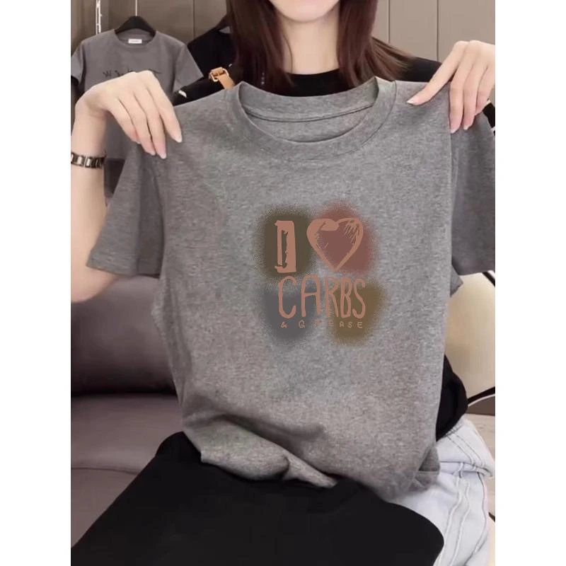 夏季薄款2025年新款正肩短袖t恤女百搭减龄洋气灰色上衣打底衫潮