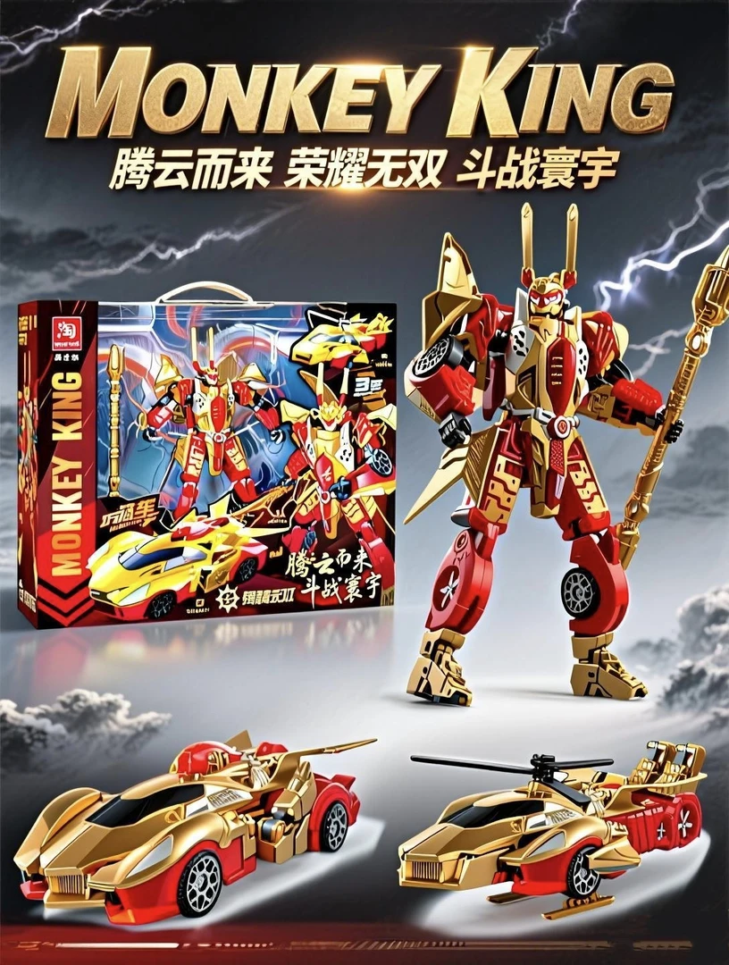 齐天大圣孙悟空三变机甲变形拼装机器人模型益智玩具男孩生日礼物