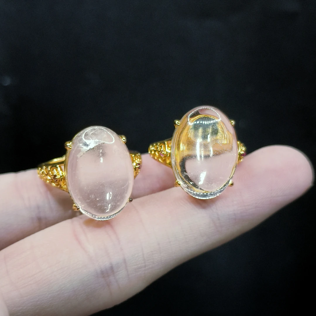 【李想精选】白水晶鸽子蛋戒指X9【多样性发其一】约18-13mm