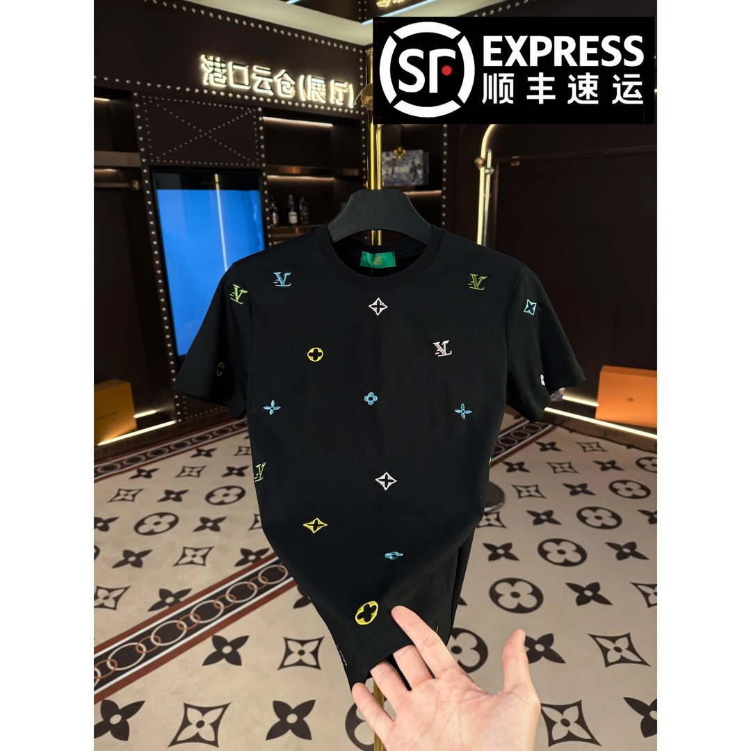 【顺丰包邮】2025轻奢休闲小花刺绣满绣T恤圆领百搭【9218】