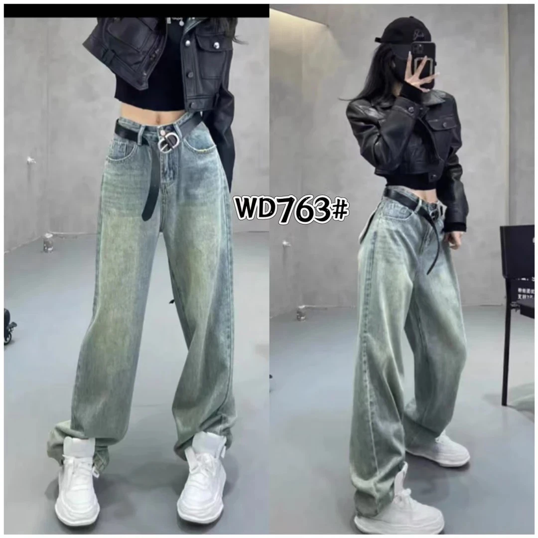 WD763浅怀旧单色加长裤